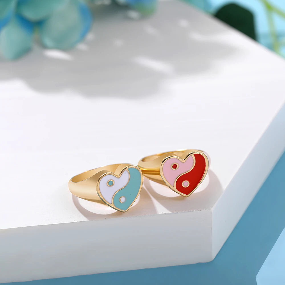 Aesthetic Colorful Eyes Love Heart Rings