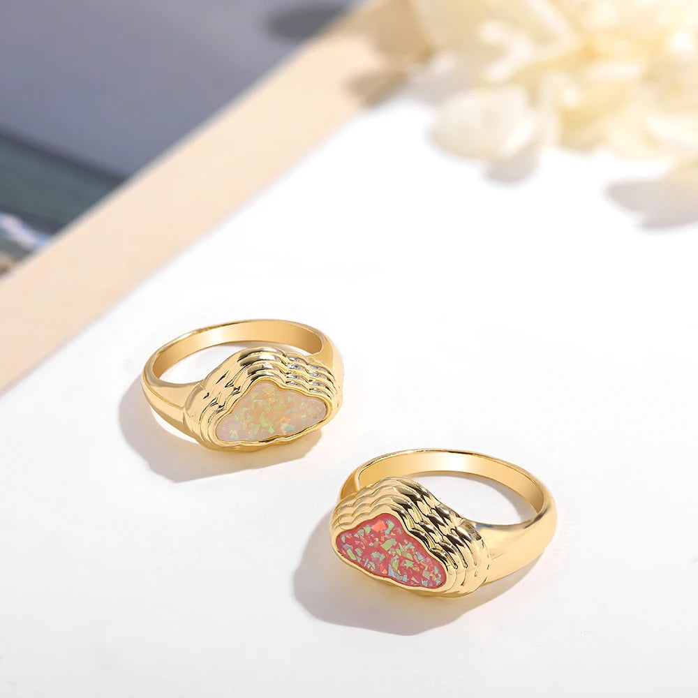 Aesthetic Colorful Eyes Love Heart Rings