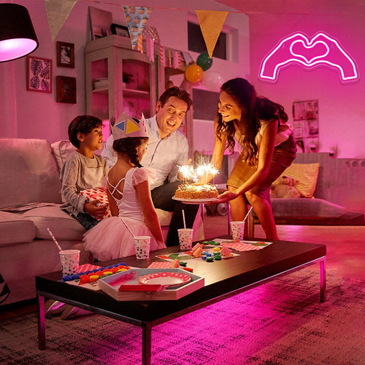 Hand Heart Neon Sign