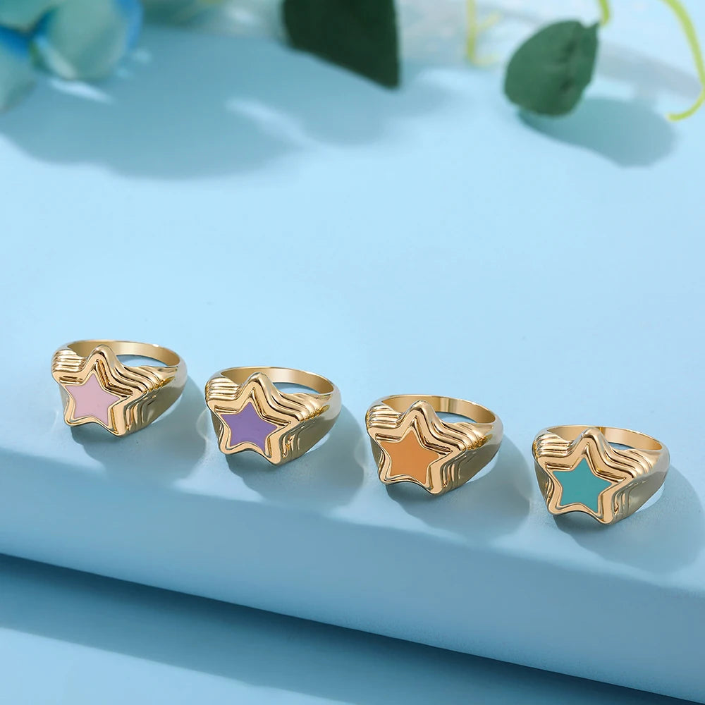 Aesthetic Colorful Eyes Love Heart Rings