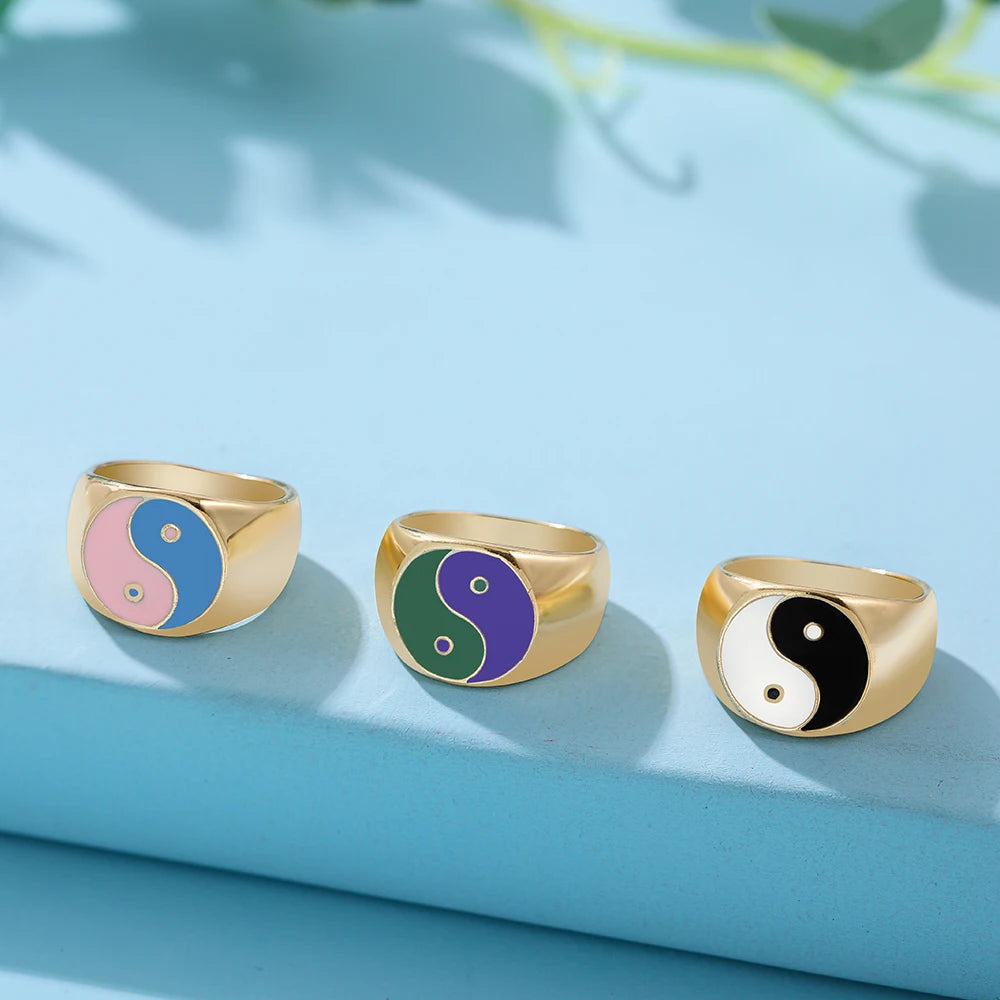 Aesthetic Colorful Eyes Love Heart Rings
