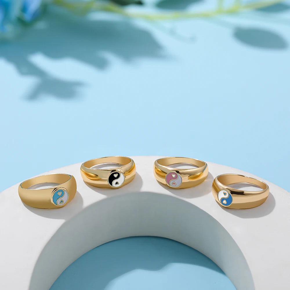 Aesthetic Colorful Eyes Love Heart Rings