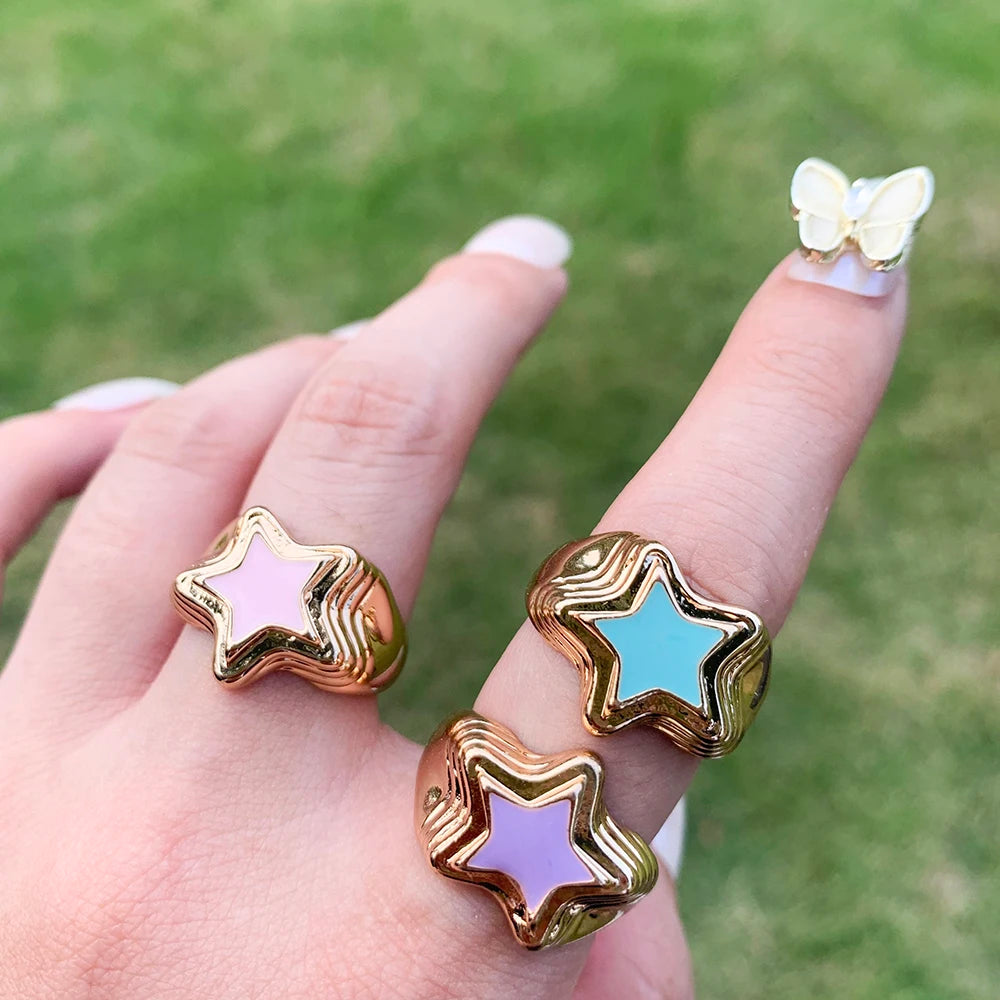 Aesthetic Colorful Eyes Love Heart Rings