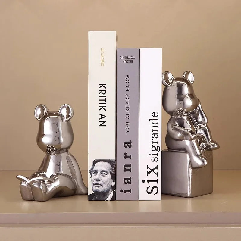 Abstract character statue bookend ceramic ornaments,living room study room Home decoration,bear dinosaur bookend,Birthday gifts