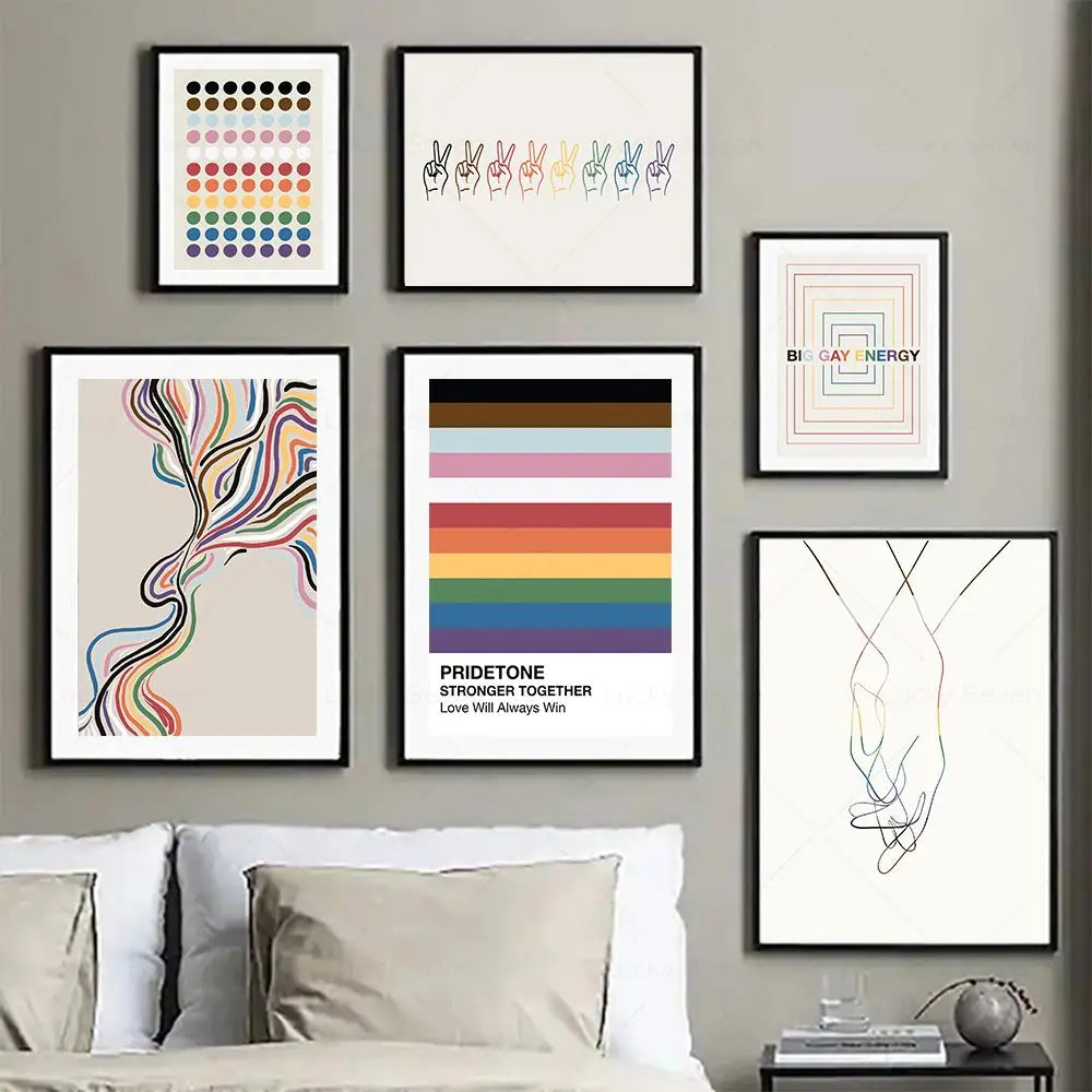Subtle Pride Office Decor LGBTQ Gift Lesbians Gays Wall Art Canvas Painting Posters Prints Abstract Pictures Living Room Decor