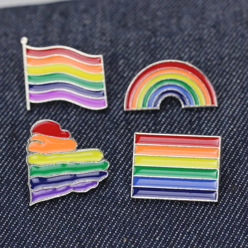 Metal LGBTQ Rainbow Pin Badge Creative Lesbian Gay Flag Pins Queer Jewelry
