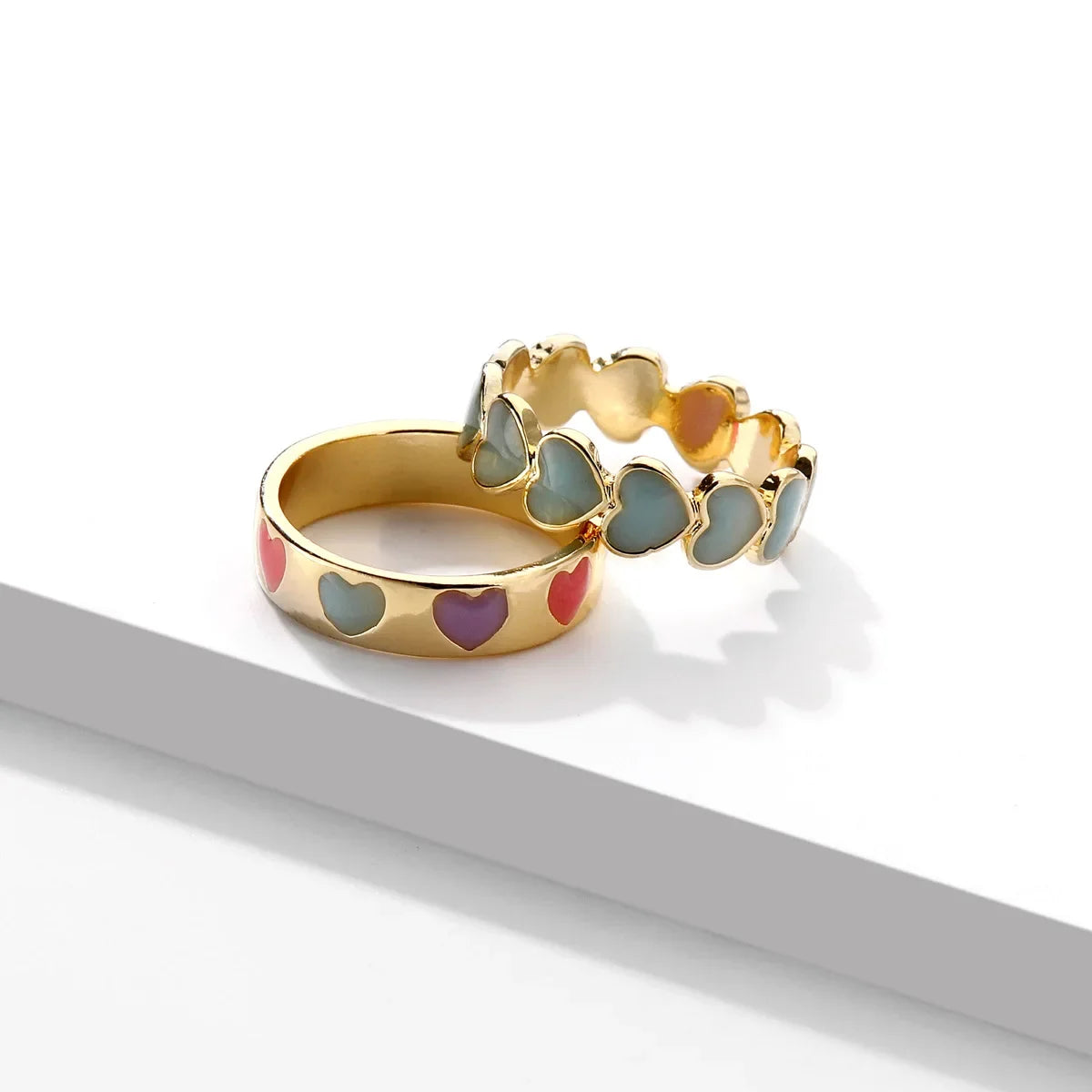 Aesthetic Colorful Eyes Love Heart Rings