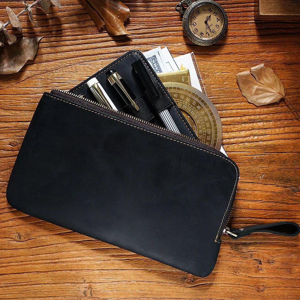 Leather Zipper Pen Case
