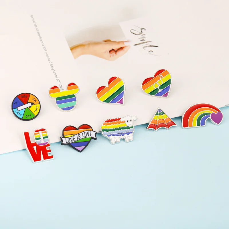 Metal LGBTQ Rainbow Pin Badge Creative Lesbian Gay Flag Pins Queer Jewelry