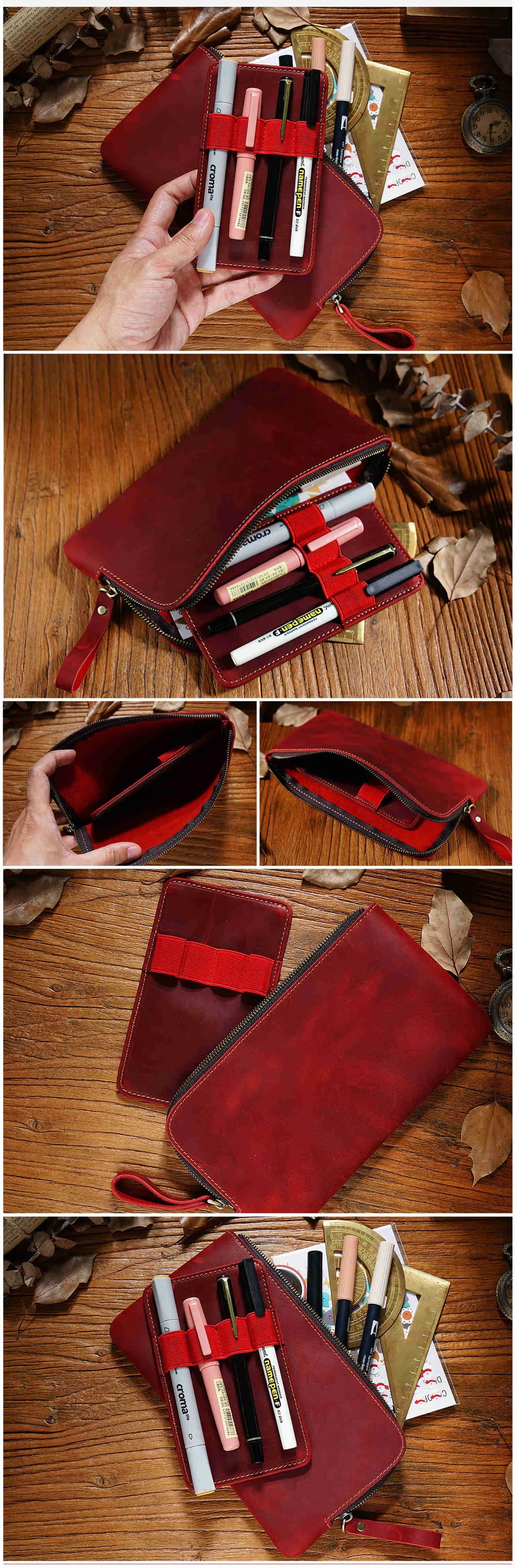 Leather Zipper Pen Case