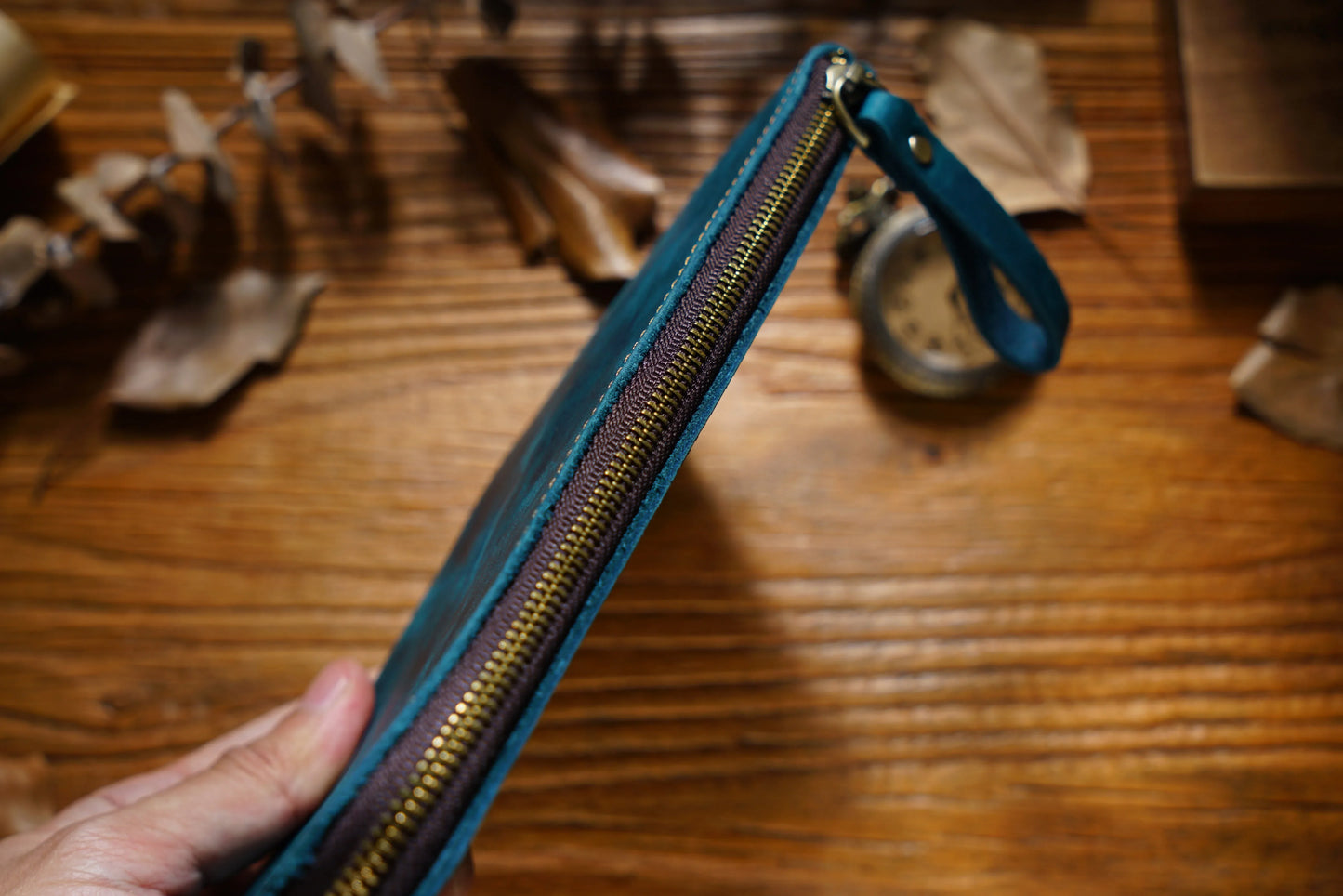 Leather Zipper Pen Case