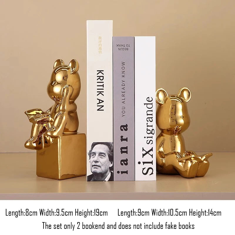 Abstract character statue bookend ceramic ornaments,living room study room Home decoration,bear dinosaur bookend,Birthday gifts