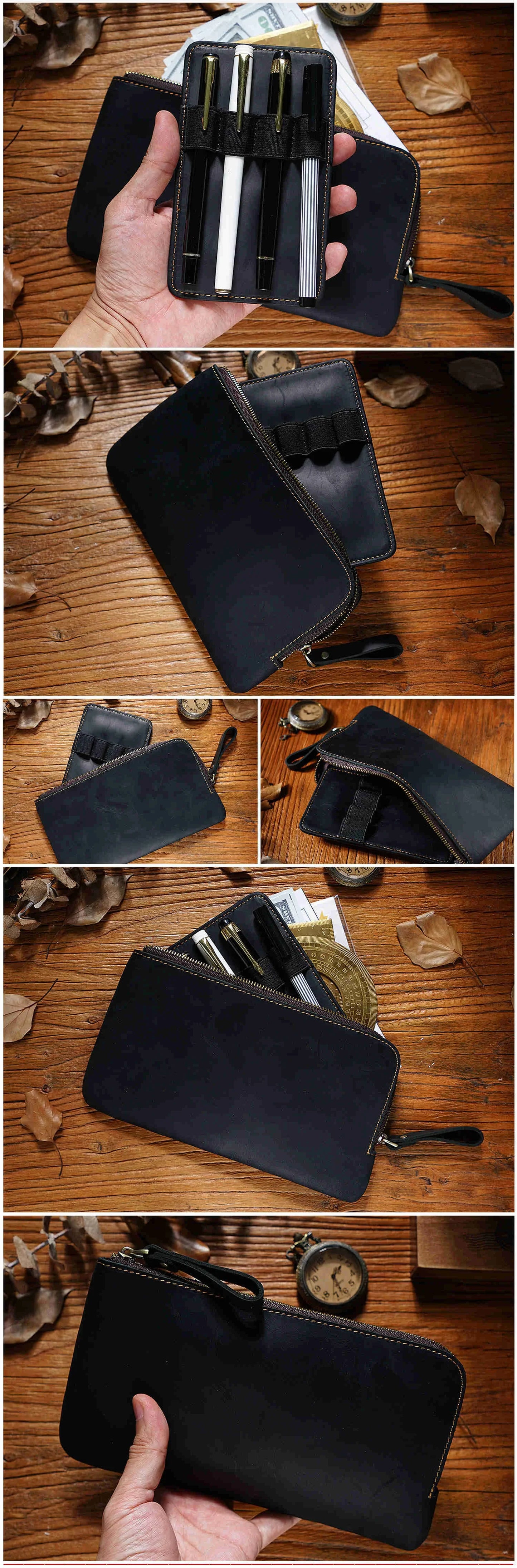 Leather Zipper Pen Case