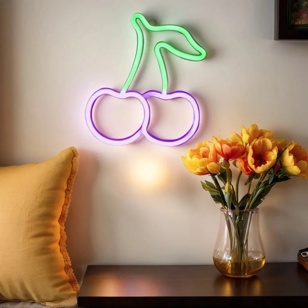 Cherry-Shaped Cute Neon Sign