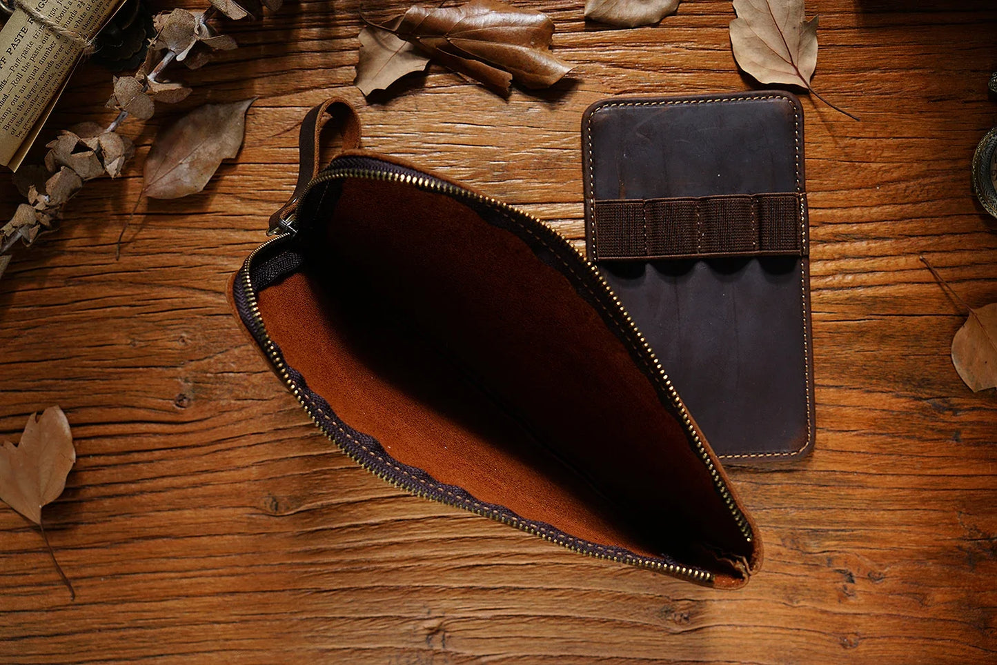 Leather Zipper Pen Case