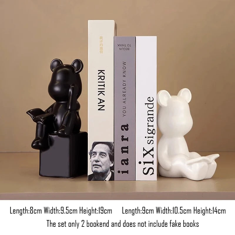 Abstract character statue bookend ceramic ornaments,living room study room Home decoration,bear dinosaur bookend,Birthday gifts