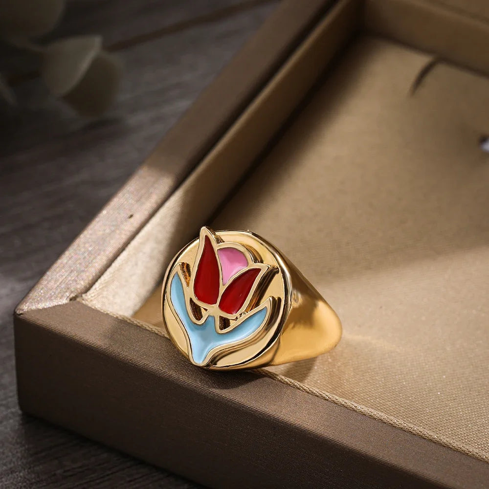 Aesthetic Colorful Eyes Love Heart Rings