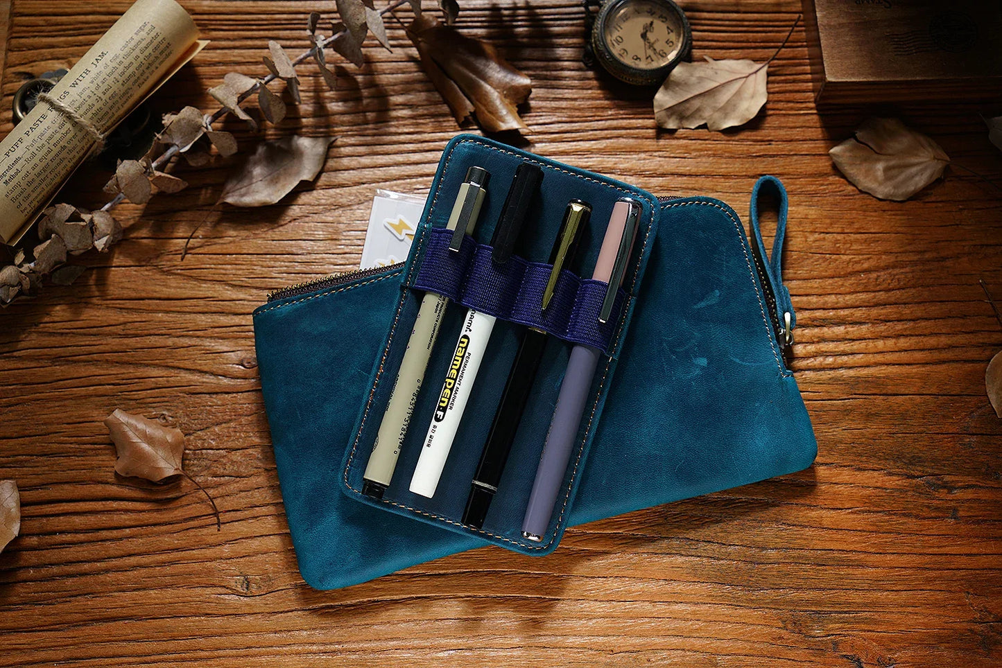 Leather Zipper Pen Case
