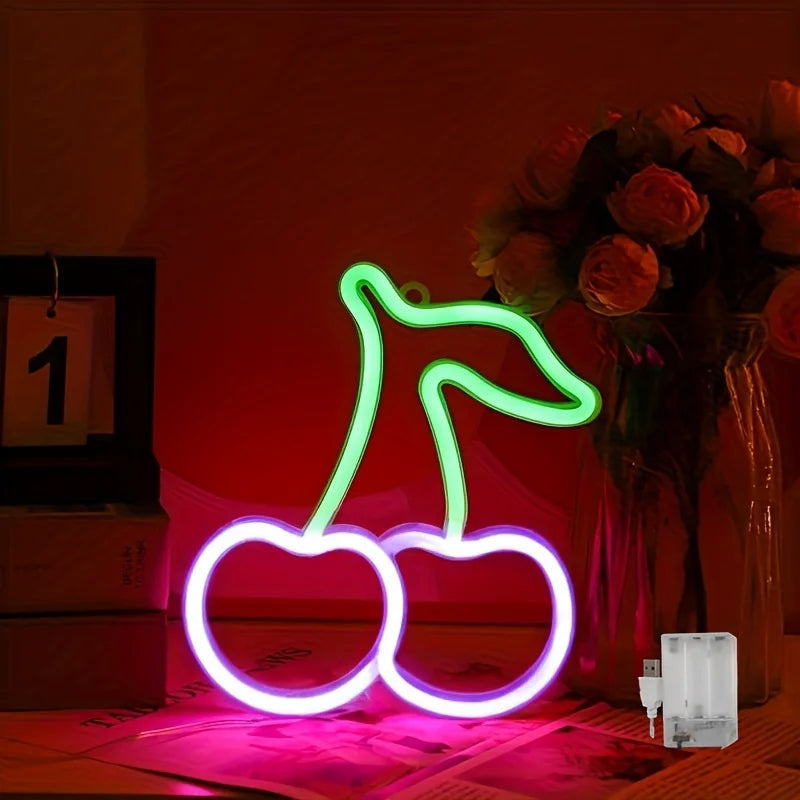 Cherry-Shaped Cute Neon Sign
