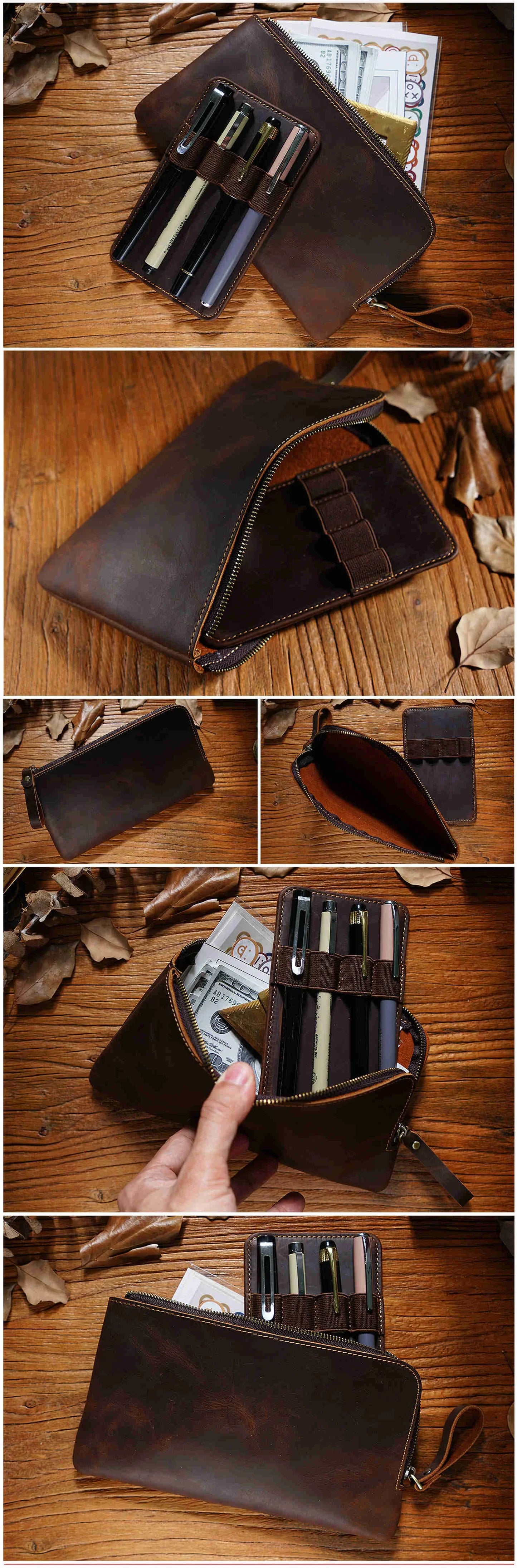 Leather Zipper Pen Case