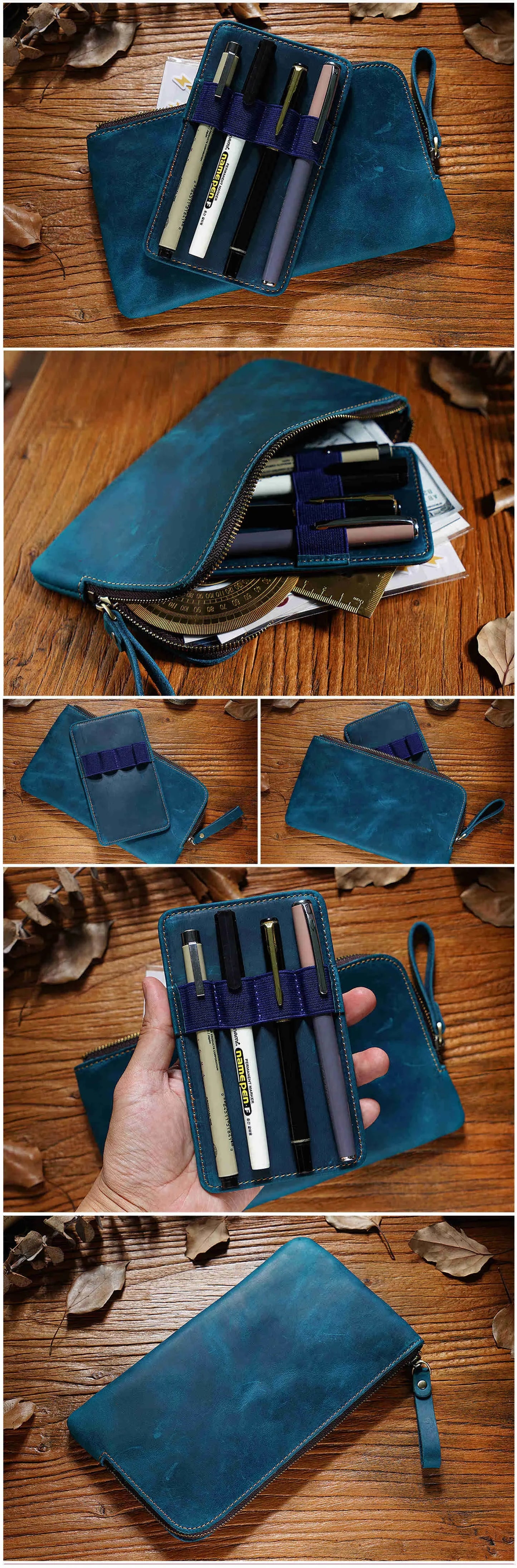 Leather Zipper Pen Case