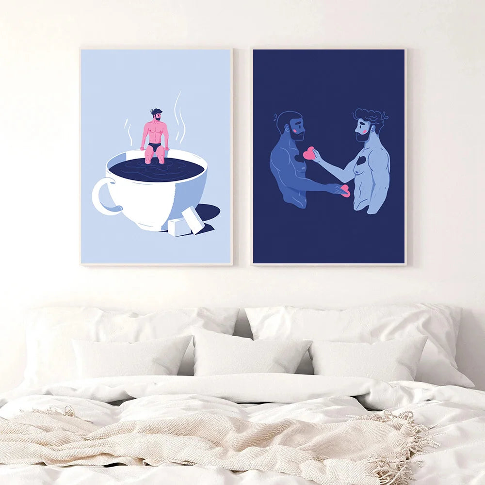 Nordic Cartoon Gay Couple Poster