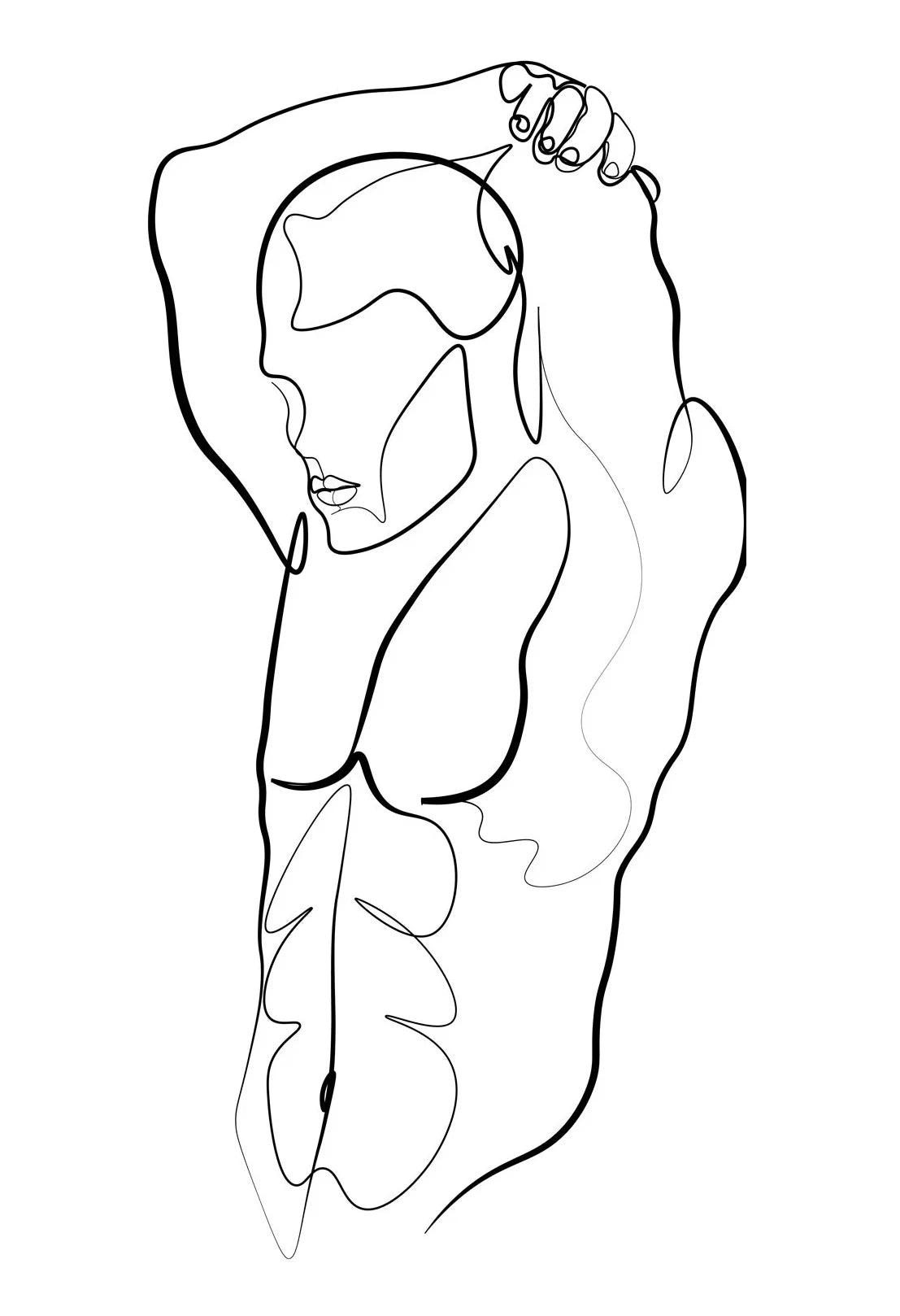 Abstract Men Body Canvas Poster Male Line Print