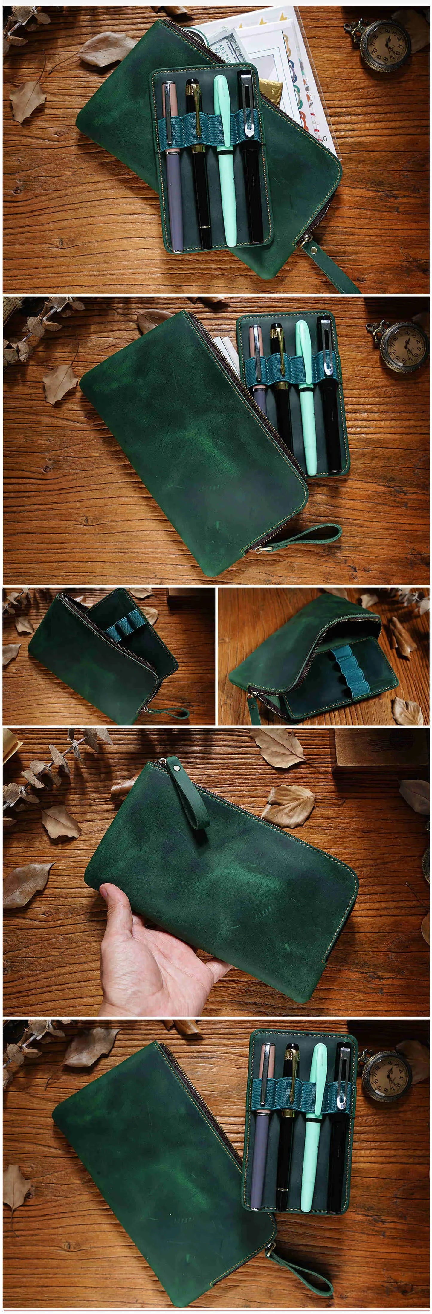 Leather Zipper Pen Case