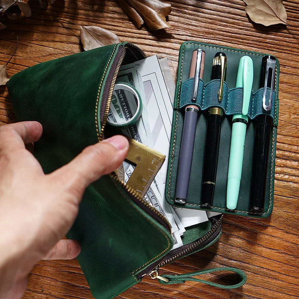 Leather Zipper Pen Case