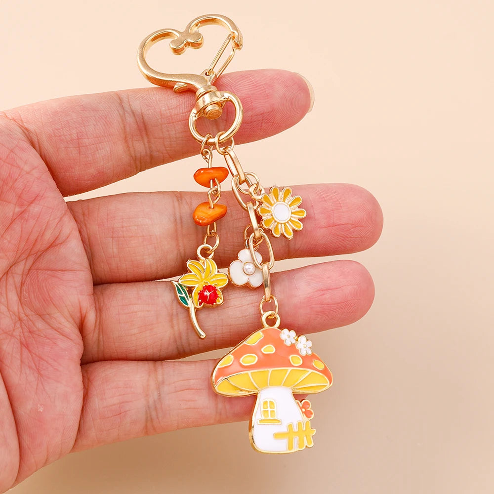 Mushroom Pumpkin Key Ring