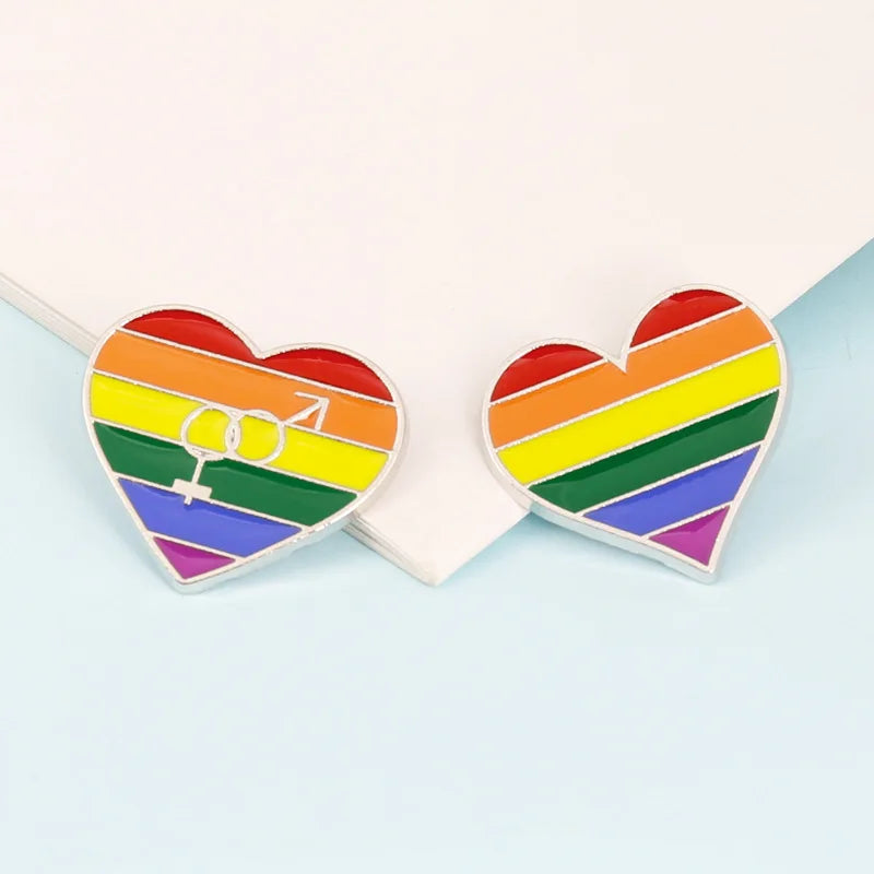Metal LGBTQ Rainbow Pin Badge Creative Lesbian Gay Flag Pins Queer Jewelry
