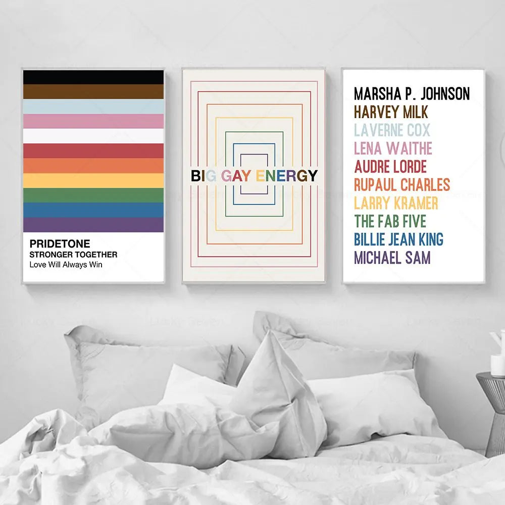 Subtle Pride Office Decor LGBTQ Gift Lesbians Gays Wall Art Canvas Painting Posters Prints Abstract Pictures Living Room Decor