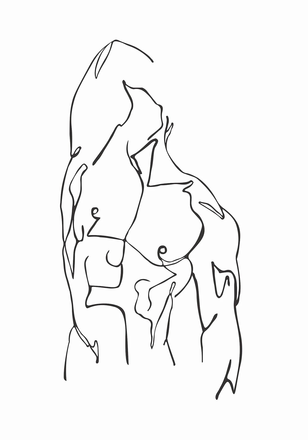 Abstract Men Body Canvas Poster Male Line Print