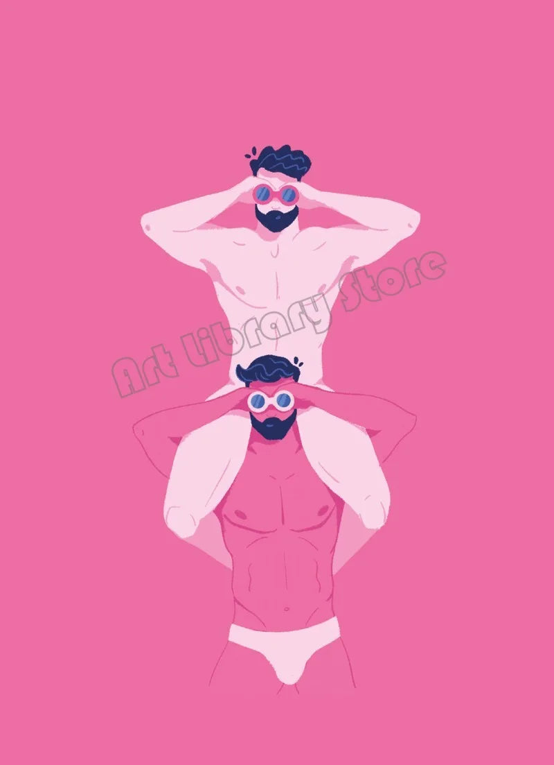 Nordic Cartoon Gay Couple Poster