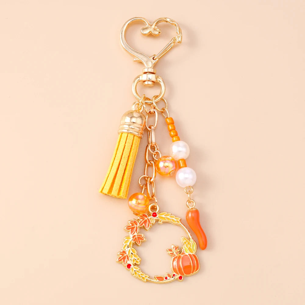Mushroom Pumpkin Key Ring