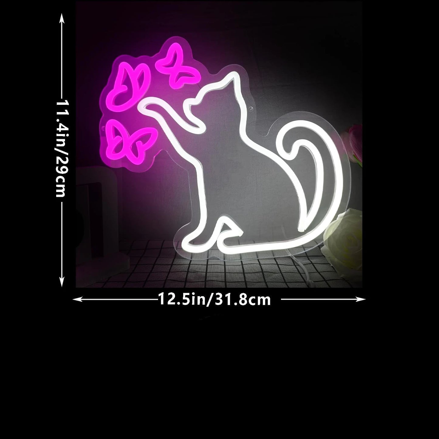 Cat Butterfly Neon Sign