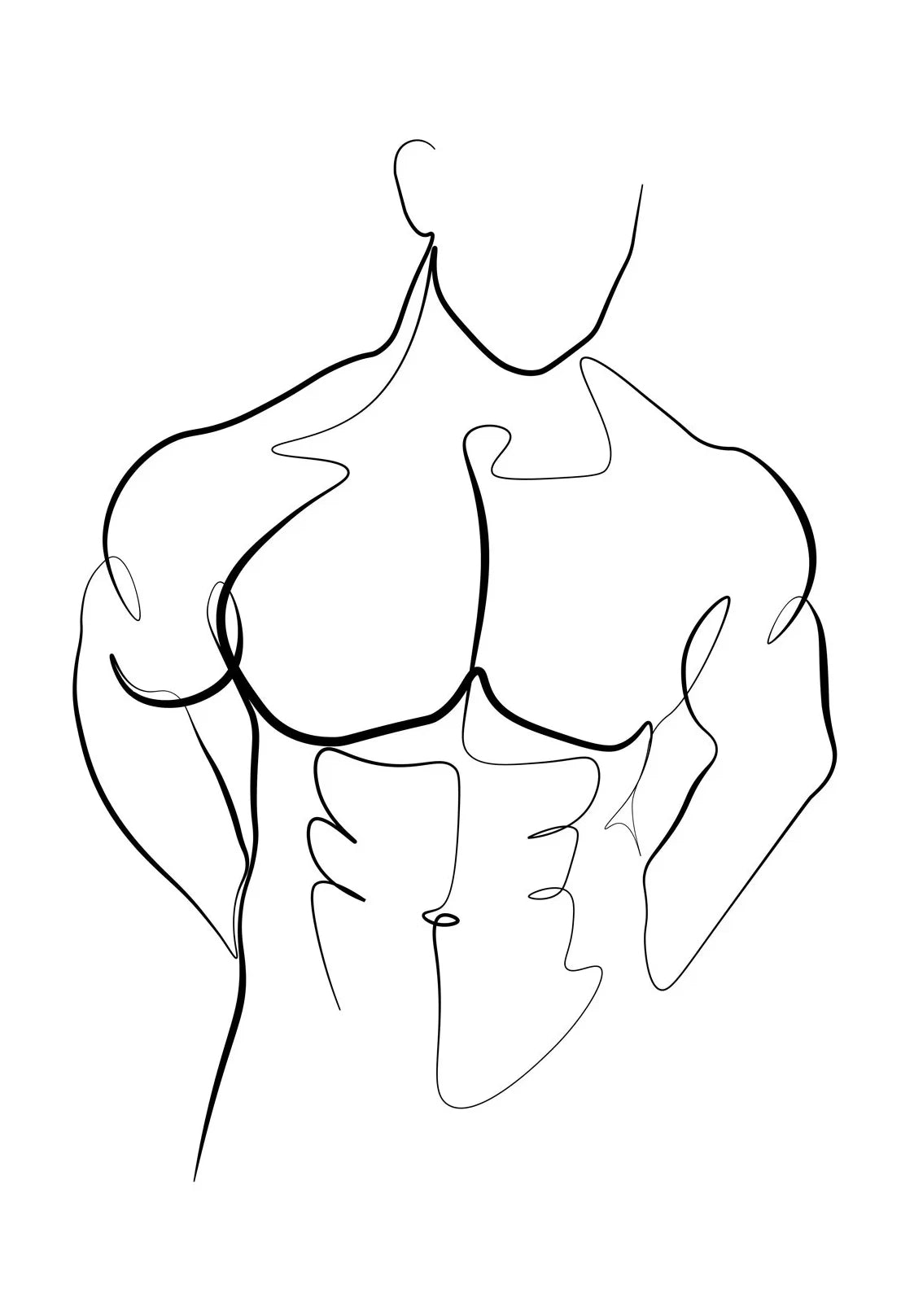 Abstract Men Body Canvas Poster Male Line Print