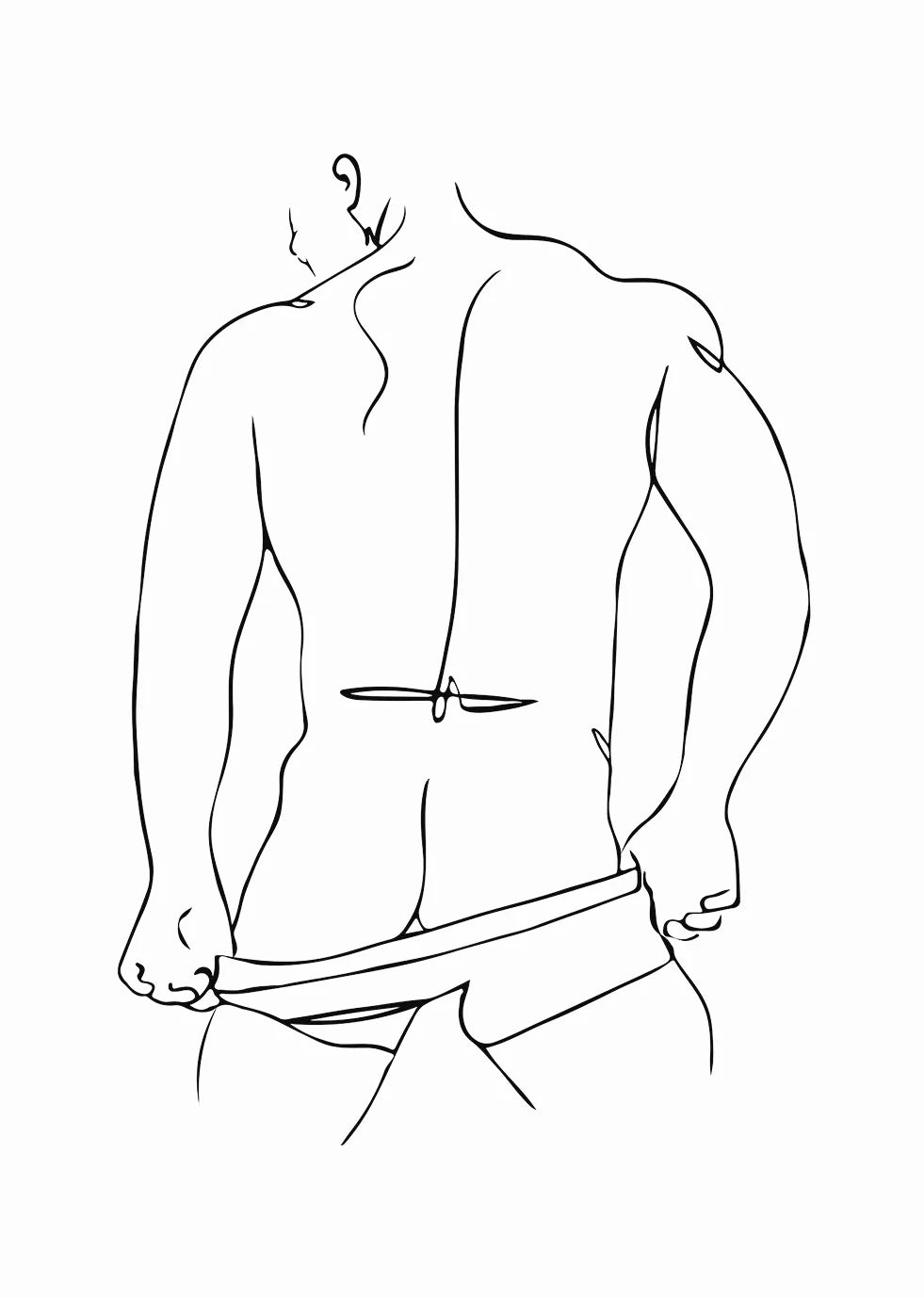 Abstract Men Body Canvas Poster Male Line Print
