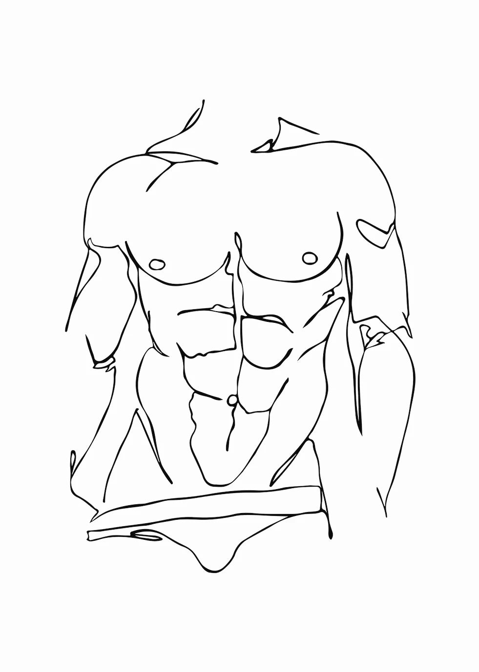 Abstract Men Body Canvas Poster Male Line Print
