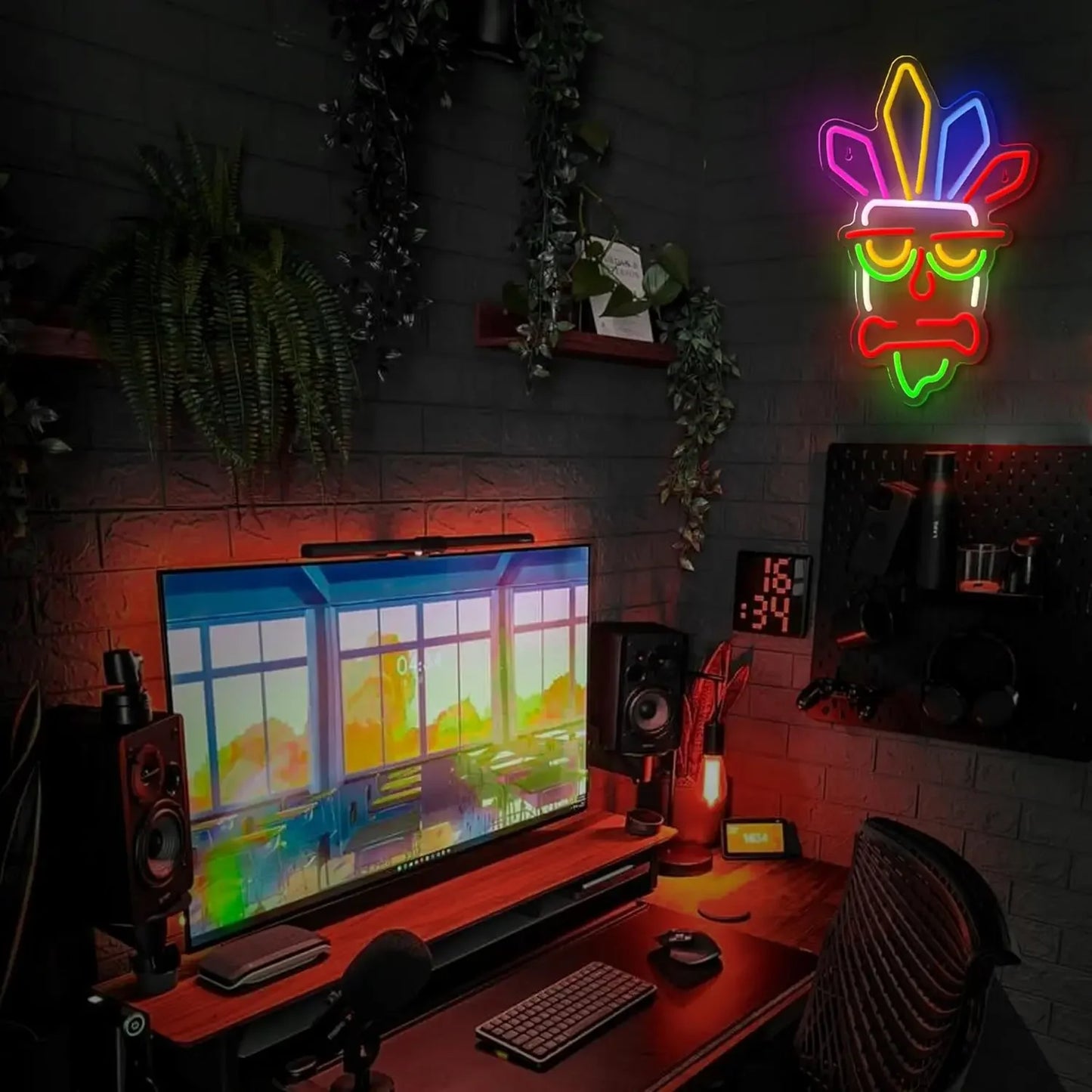 Crash Bandicoot Tiki Mask Neon Sign