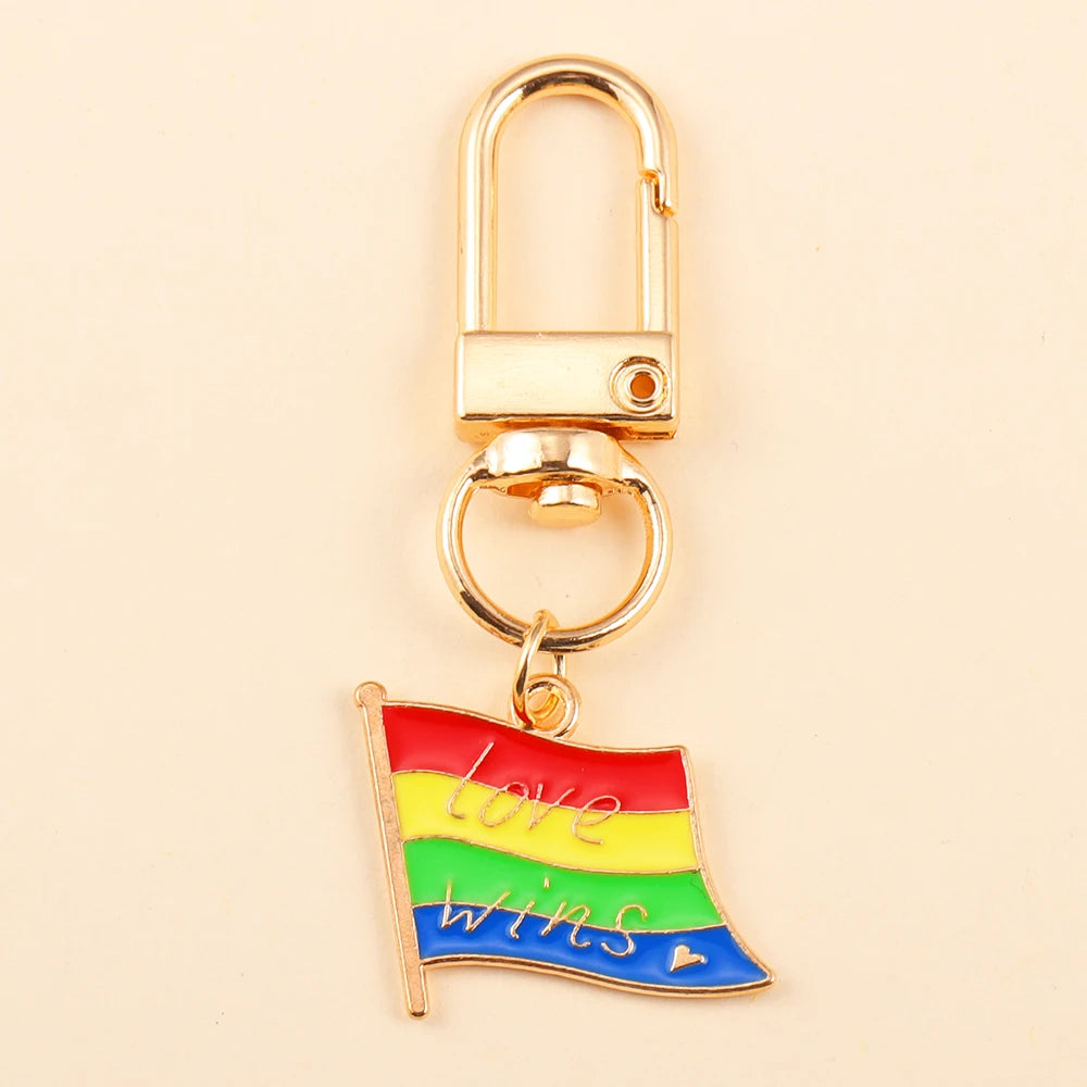 2 x LGBT Love Wins Colourful Rainbow Keychain