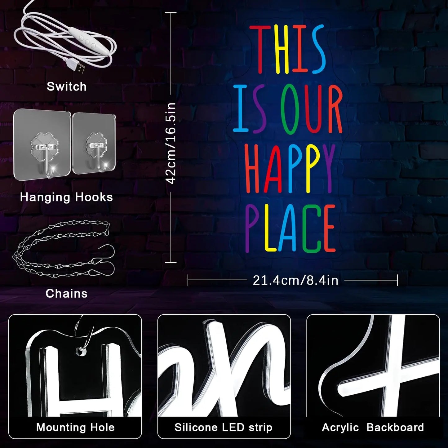 This is Our Happy Place Neon Sign