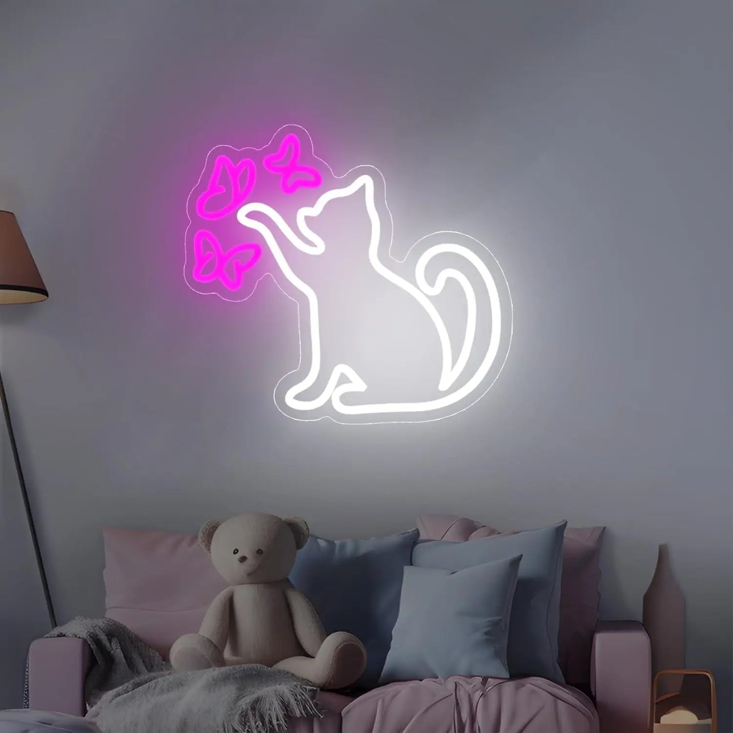 Cat Butterfly Neon Sign