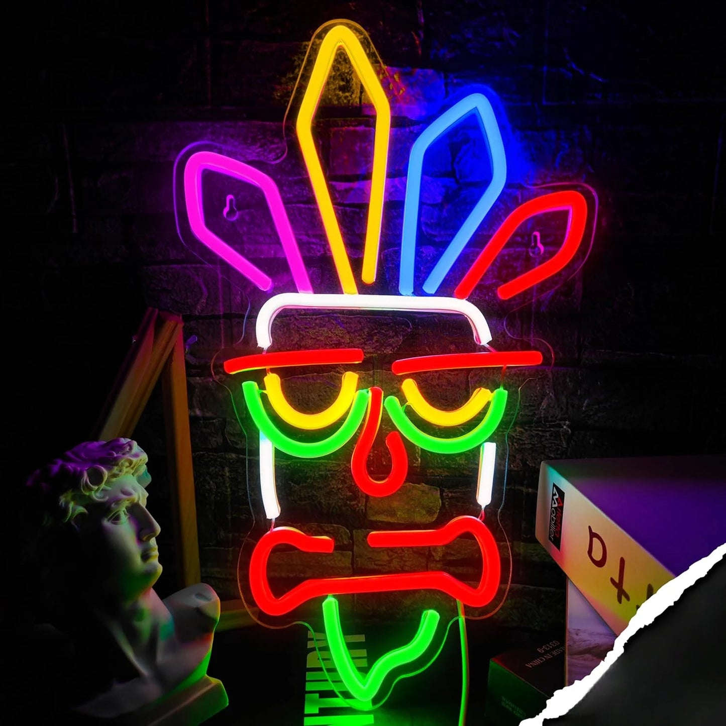 Crash Bandicoot Tiki Mask Neon Sign
