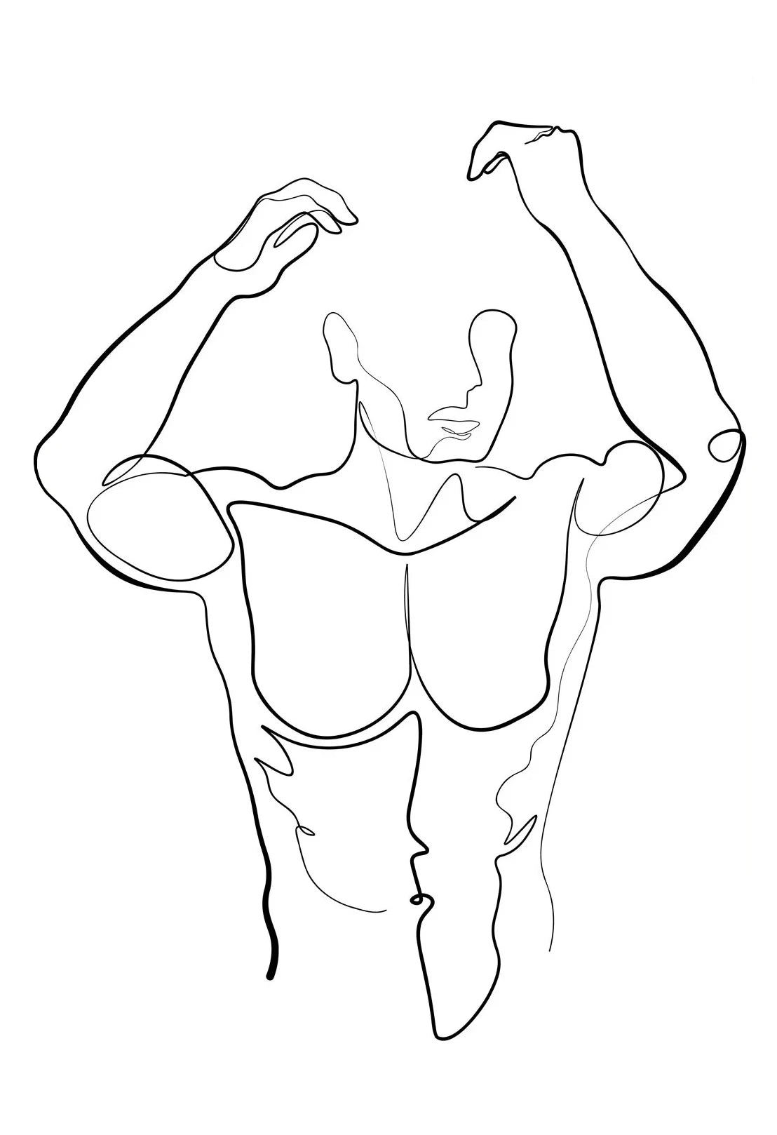 Abstract Men Body Canvas Poster Male Line Print