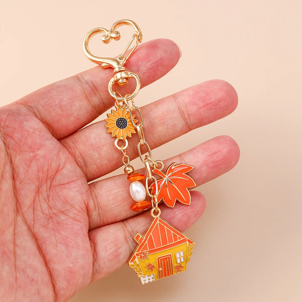 Mushroom Pumpkin Key Ring