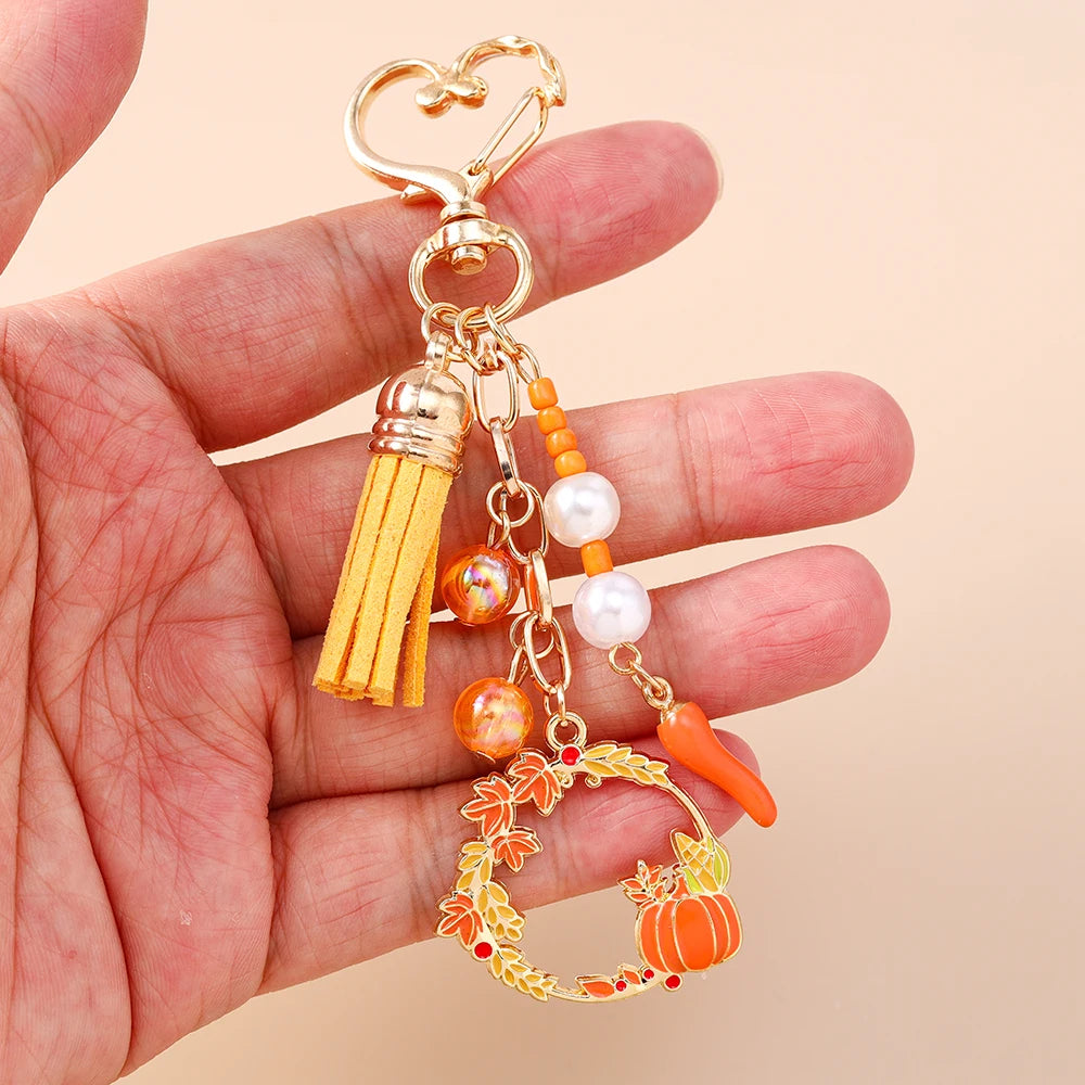 Mushroom Pumpkin Key Ring