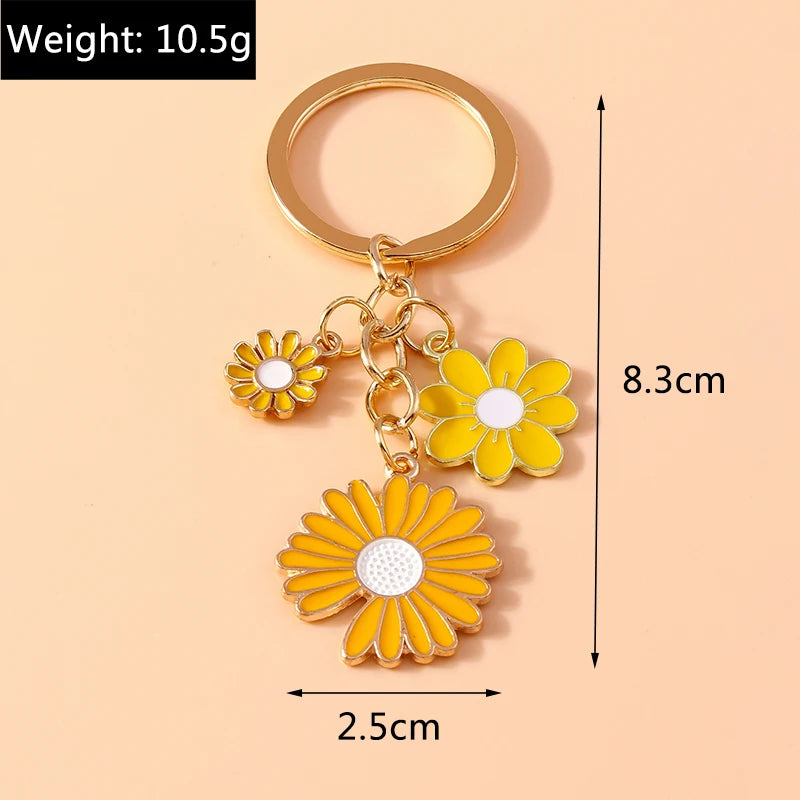 Cute Enamel Daisy Flower Keychain