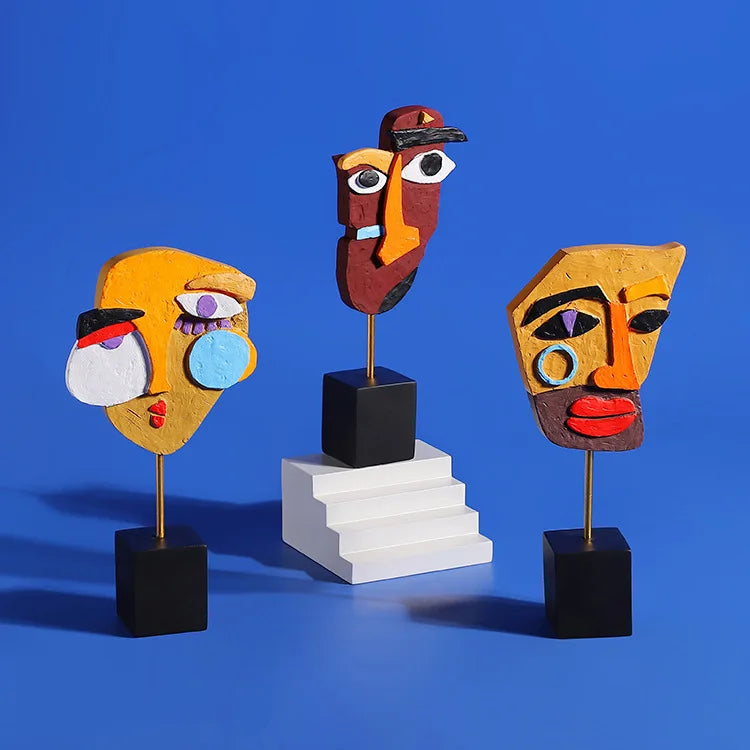 Sculptures Abstract Statue Ornaments Home Decor Modern Figurines For Interior Face Art Nordic Living Room Desktop Crafts Gift