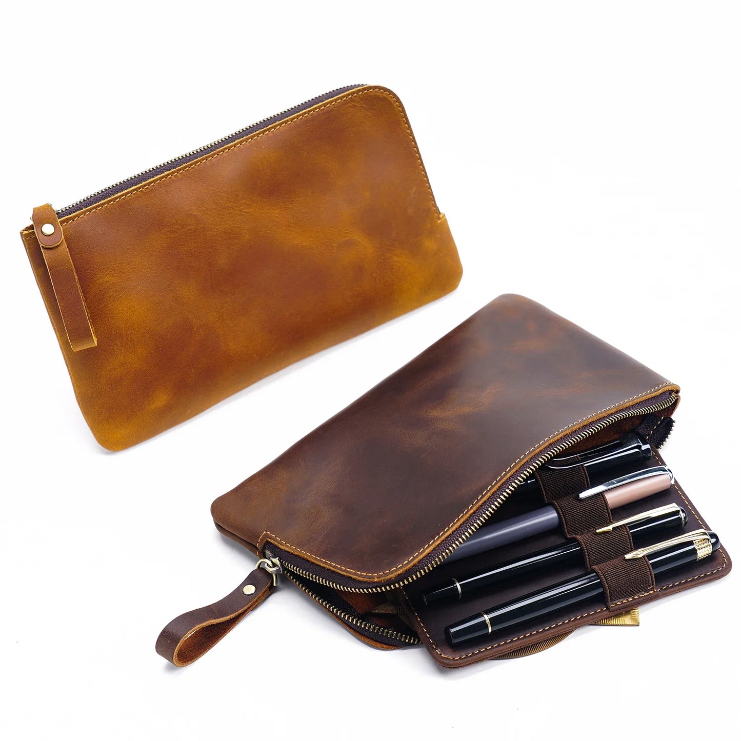 Leather Zipper Pen Case